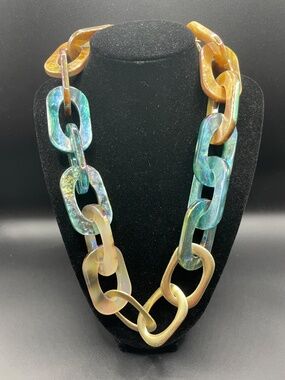 Rush by Denis & Charles Chunky Resin Multi Color Link Statement Necklace